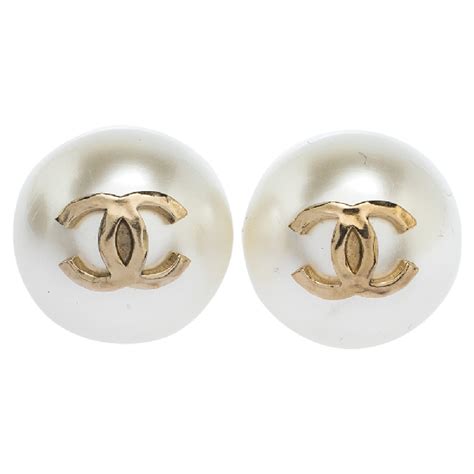 chanel earrings pearl stud|pre owned chanel earrings.